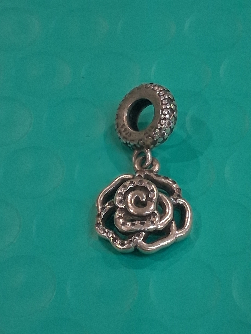 Pandora Silver Shimmering Rose Dangle Charm